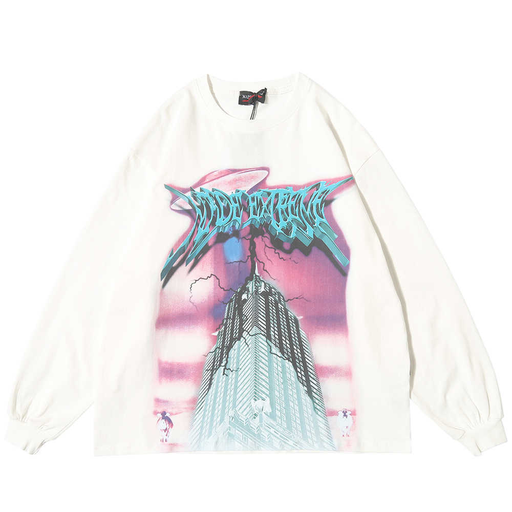Lighting Graphic Long Sleeve T Shirts Gothic Punk Rock Tees Men Hip Hop Streetwear Goth Fall Trending Clothes Top 210629