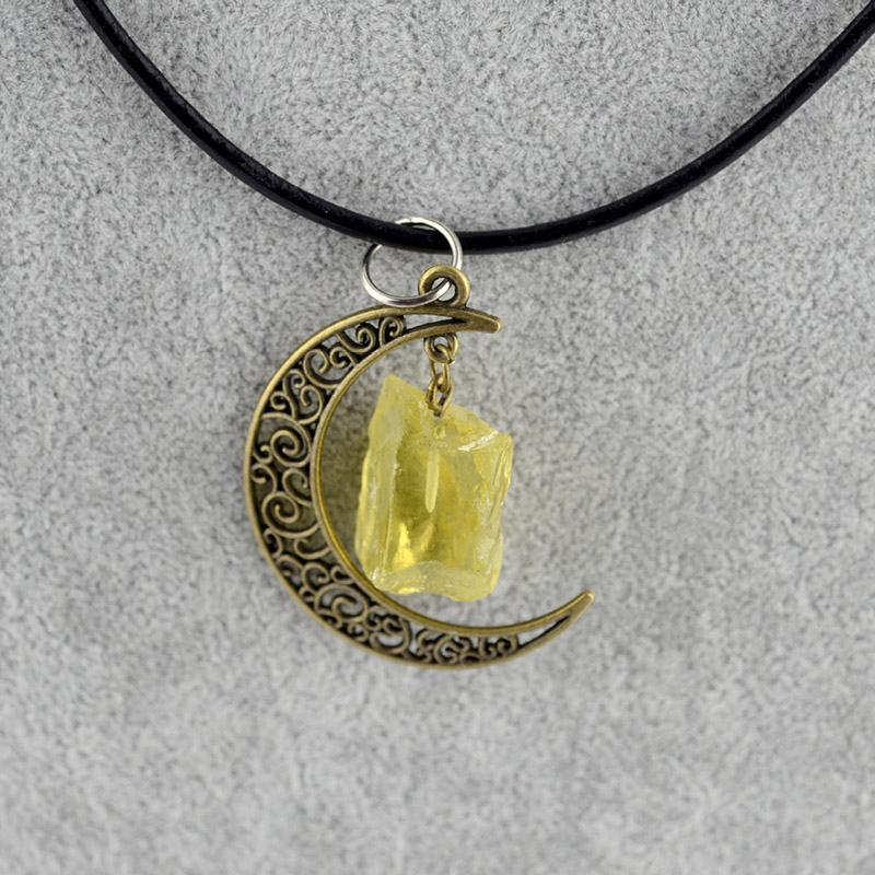 Natural Crystal Stone Necklaces Starry Sky Moon Gemstone Pendant Necklace Sweater Decoration Fashion Jewelry With Chain