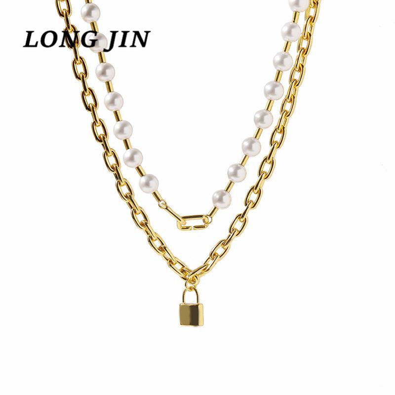 Chains Fashion Star With The Same Double-Layer Pure Natural Pearl Chain Necklace Copper Plated Gold Punk Style Couple Jewelry
Chains Fashion Star With The Same Double-Layer Pure Natural Pearl Chain Necklace Copper Plated Gold Punk Style Couple Jewelry