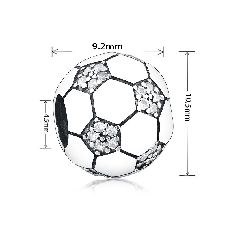 Summer Collection 925 Sterling Silver Sparkling Football Soccer Beads Fit Original Pandora Charms Bracelet Jewelry