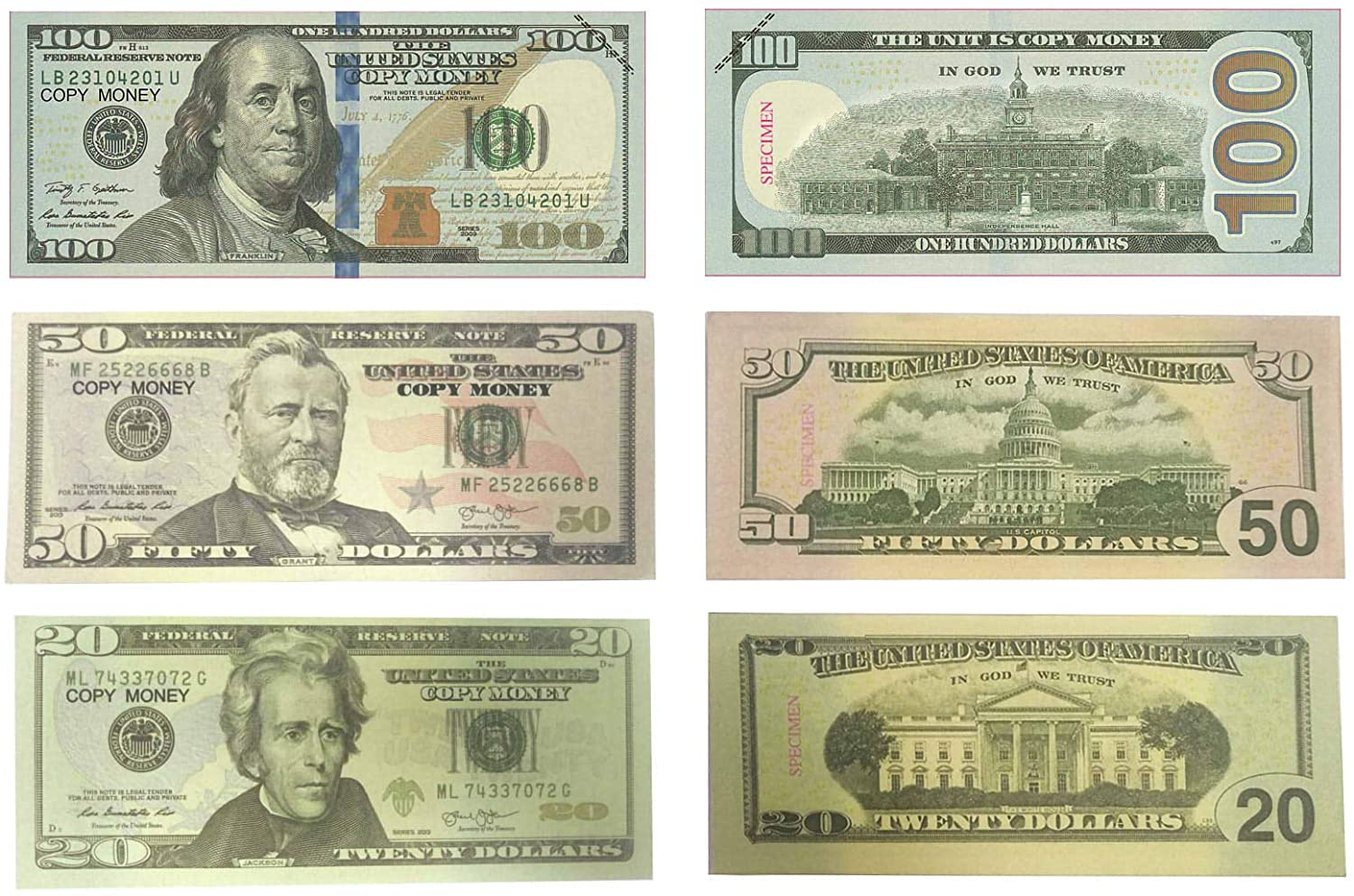 Fake Money Copy 20,50,100 Dollar Prop Money Realistic Double Sided Stack Full Print Fake USA Dollars Banknote Paper Novelty Toys
Fake Money Copy 20,50,100 Dollar Prop Money Realistic Double Sided Stack Full Print Fake USA Dollars Banknote Paper Novelty Toys