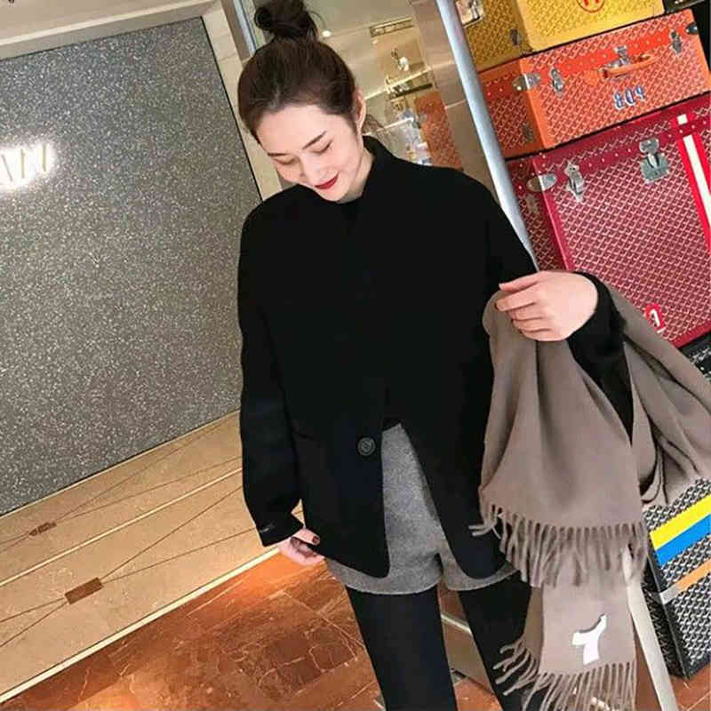 Women Wool Coat Jacket Autumn Winter Woolen Blend Coat Casual Long Sleeve Korean Fashion Clothing For Womens Outwear Coats 210414