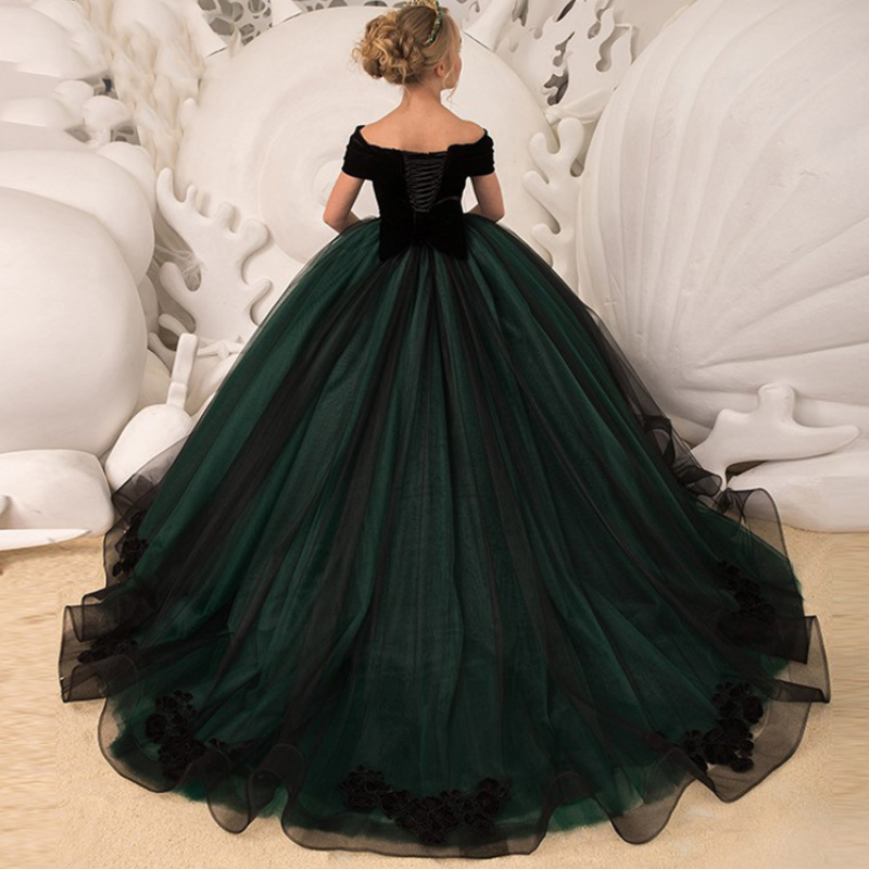 Green Lace Crystals 2021 Flower Girl Dresses Bateau Balll Gown Little Girl Wedding Dresses Cheap Communion Pageant Dresses Gowns