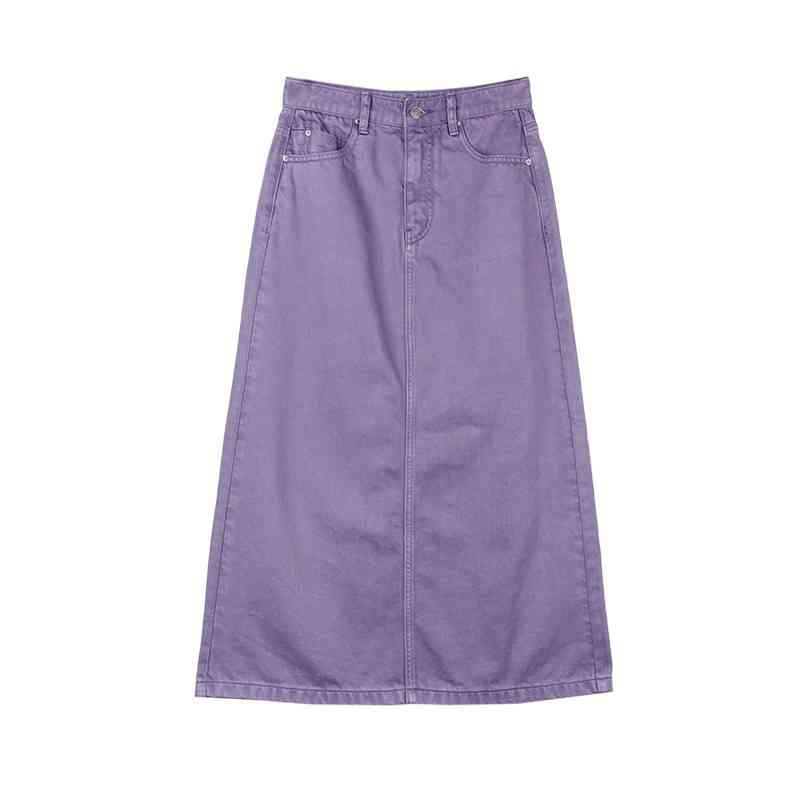 Spring Split A-line Women Long Skirts Solid Korean Elegant Casual Mujer Faldas Office Lady Fashion Female Clothing 13A279 210525