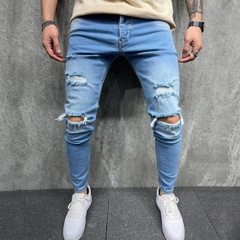 Men casual jeans Knee Holes Fashional Slim denim Pencil Pants Bleached hiphop Ripped Washed Middle Waist high quality, B-5510
Men casual jeans Knee Holes Fashional Slim denim Pencil Pants Bleached hiphop Ripped Washed Middle Waist high quality, B-5510