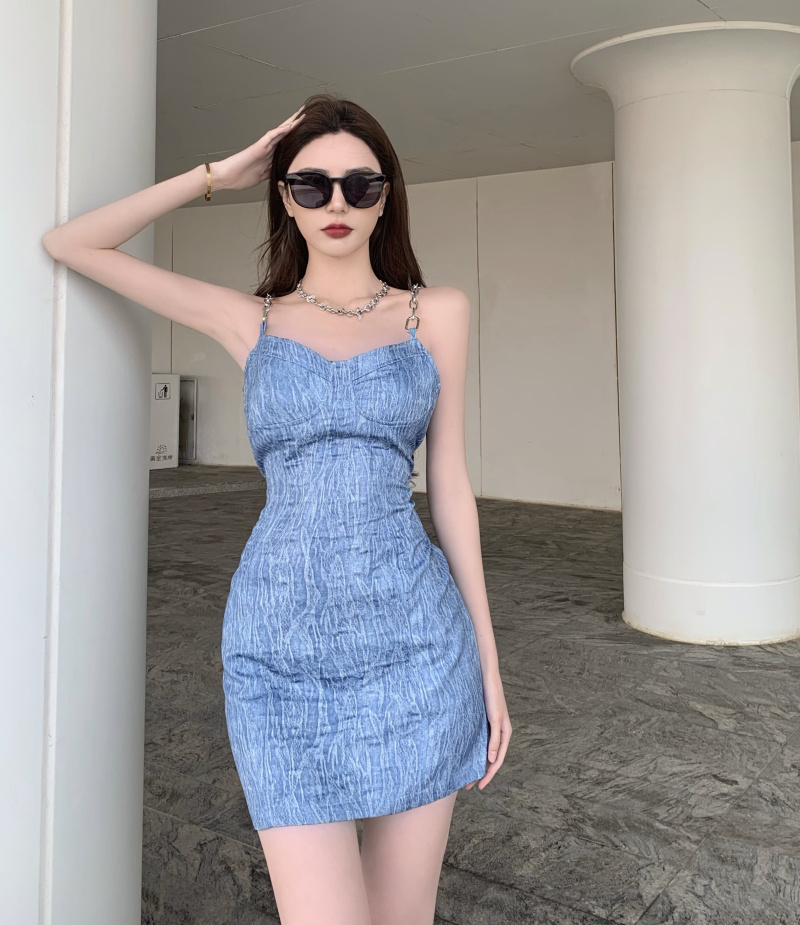 Summer Sexy Strapless Backless Slim Dress Women Chain Sling Ladies Bodycon Mini Dress 210518