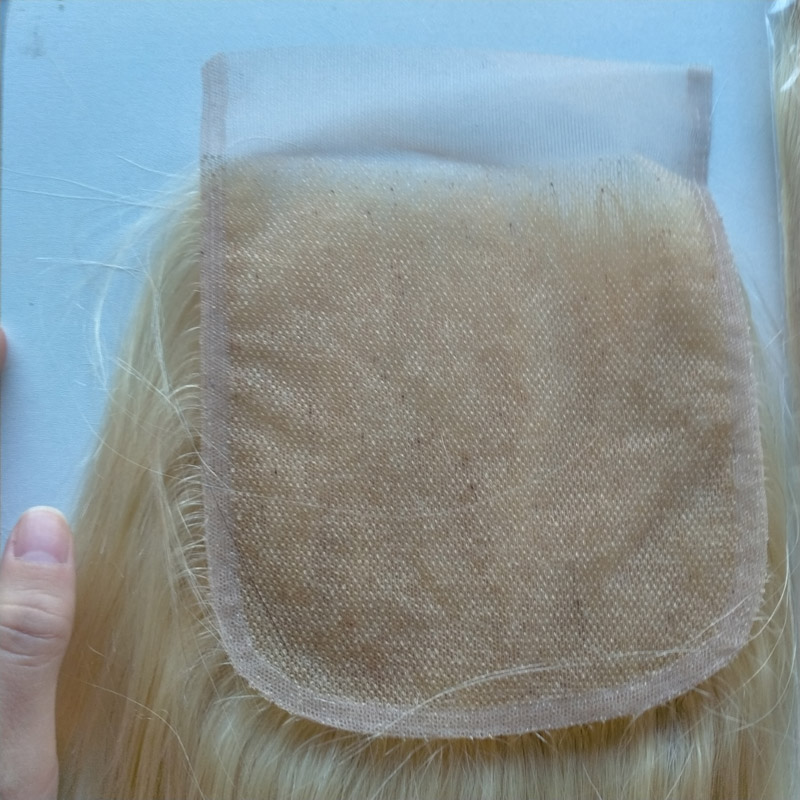 Brazilian Human Hair 5X5 Lace Closure Blonde Color 613# Straight Peruvian Indian Malaysian Top Closures Middle Free Three Part