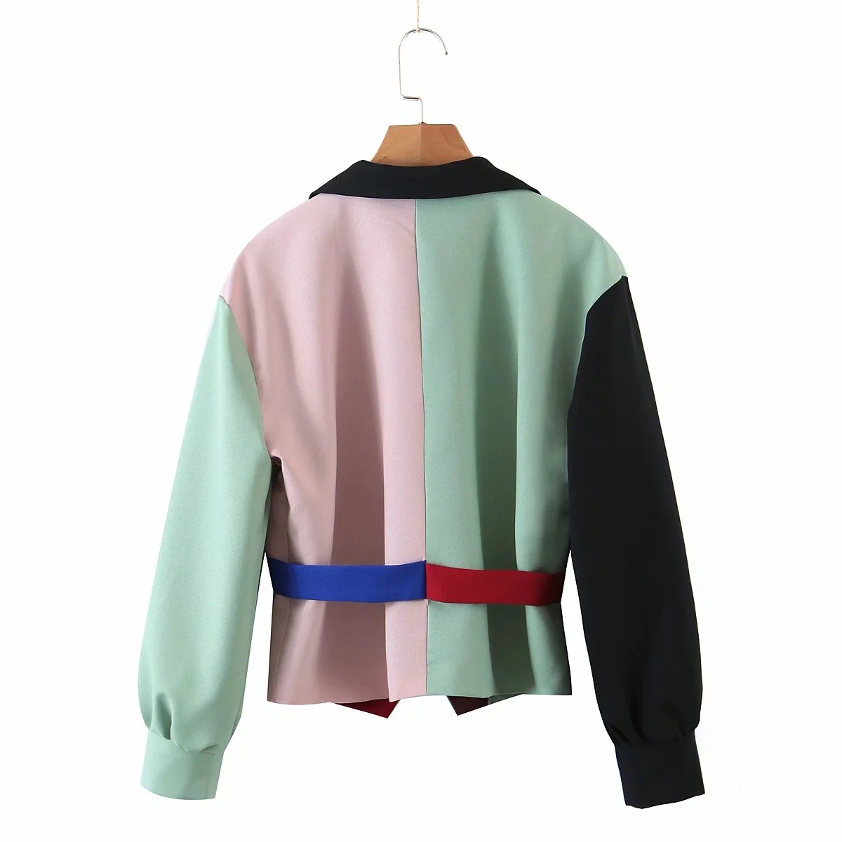 Women Blazer Single Breasted Patchwork Ladies Coat Temperament Women's Suit Jacket Irregular Short 210513