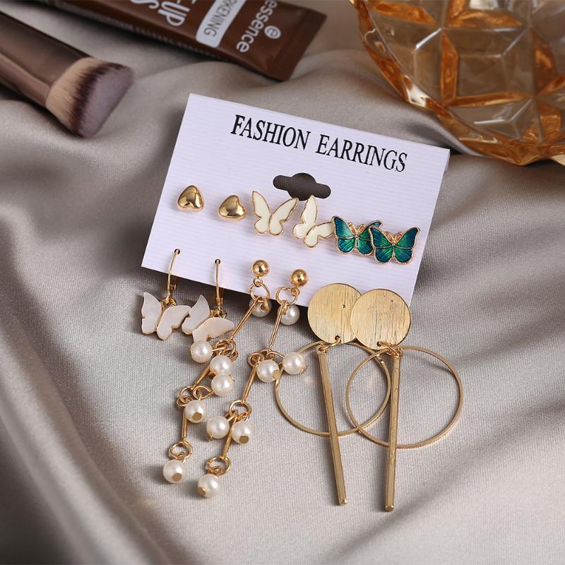 Dangle & Chandelier 6-Piece Set Round Butterfly Earrings For Women 2021 Trend Korean Fashion Korea Pearl Tassels Jewelry Accessories, Silver
Dangle & Chandelier 6-Piece Set Round Butterfly Earrings For Women 2021 Trend Korean Fashion Korea Pearl Tassels Jewelry Accessories, Silver