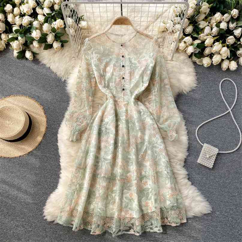 Elegant Floral Embroidery Lace Dress Women Summer Mesh See Through Full Sleeve O-neck A-line Midi Party Ropa Mujer 210603, As picture
Elegant Floral Embroidery Lace Dress Women Summer Mesh See Through Full Sleeve O-neck A-line Midi Party Ropa Mujer 210603, As picture