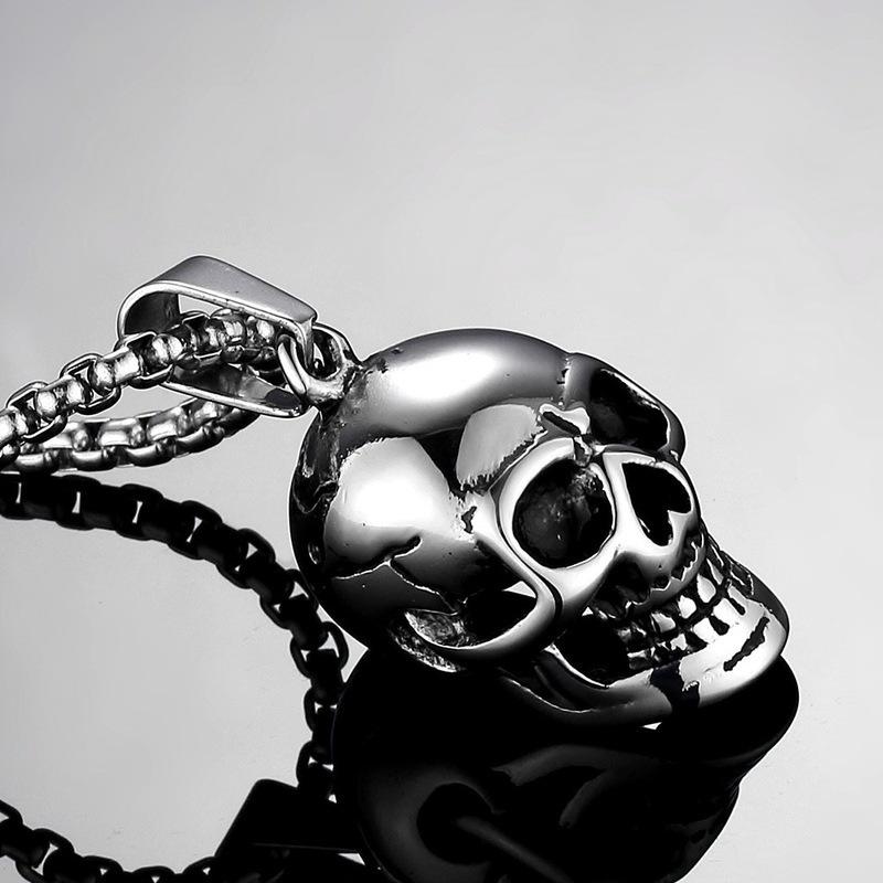Pendant Necklaces Hip Hop Statement Jewelry Punk Stainless Steel Skull Necklace For Men Women Rock Halloween Gift Collar Dropship