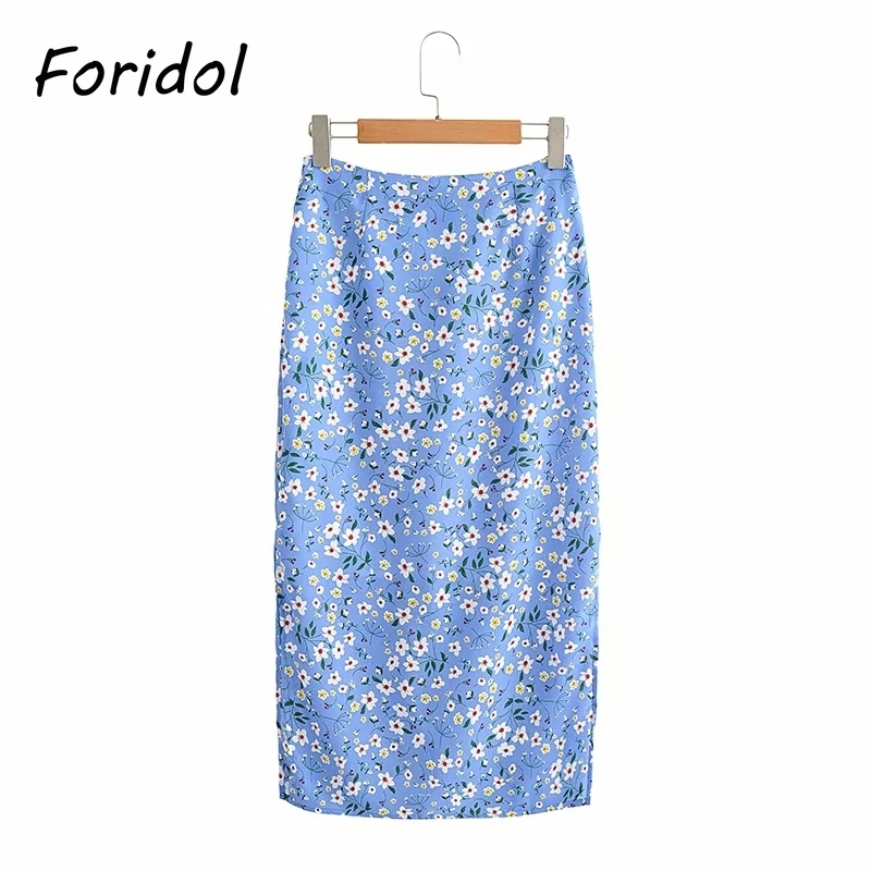 Foridol Floral Print Long Dress Set Suits Women Summer Sleeveless Boho Beach Blue Dress Casual Bodycon Australia Dress 210415