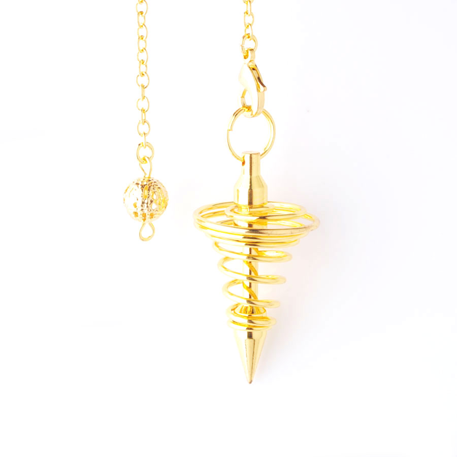 WOJIAER Metal Pendulum Pendulo Radiestesia Pendulums Pendant for Dowsing Spiral Cone Antique Pyramid Pendule Reiki Jewelry BO954
