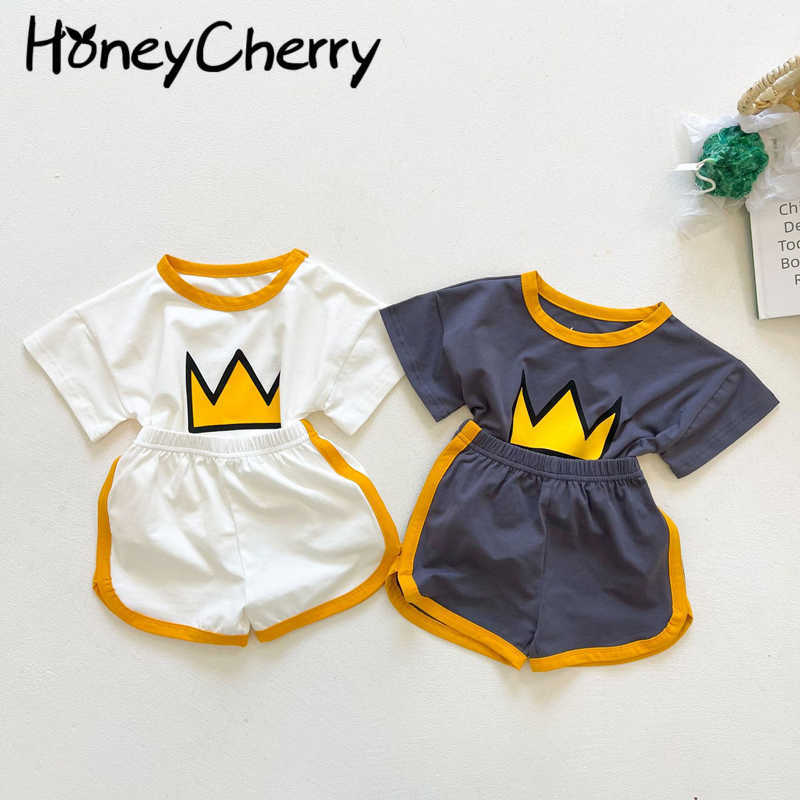 Summer Kids Set Baby Kids Sports 2 Piece Short Sleeve Shorts Set for boys and girls kids clothes 210701, White
Summer Kids Set Baby Kids Sports 2 Piece Short Sleeve Shorts Set for boys and girls kids clothes 210701, White