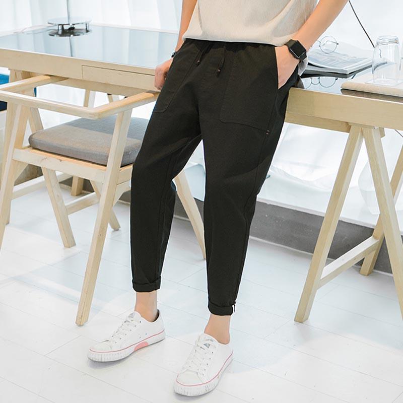 Design Casual Men Pants Cotton Slim Spring Summer Fit Chinos Fashion Trousers M…