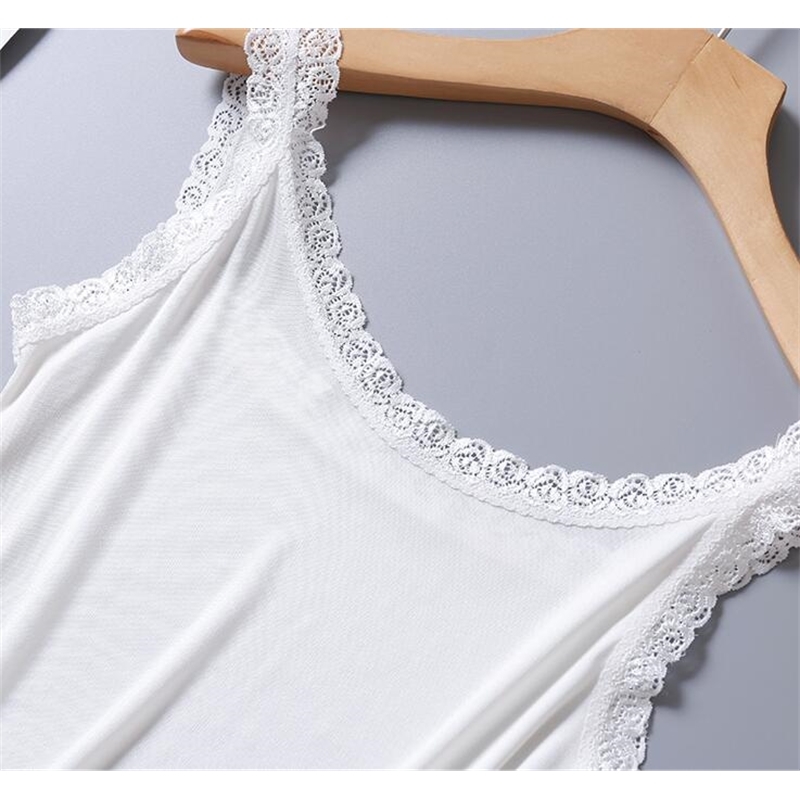 100% Silk Knit Lace Camisole Tank Top Vest Shirt Sleepwear Spaghetti Strap TG312 210625
