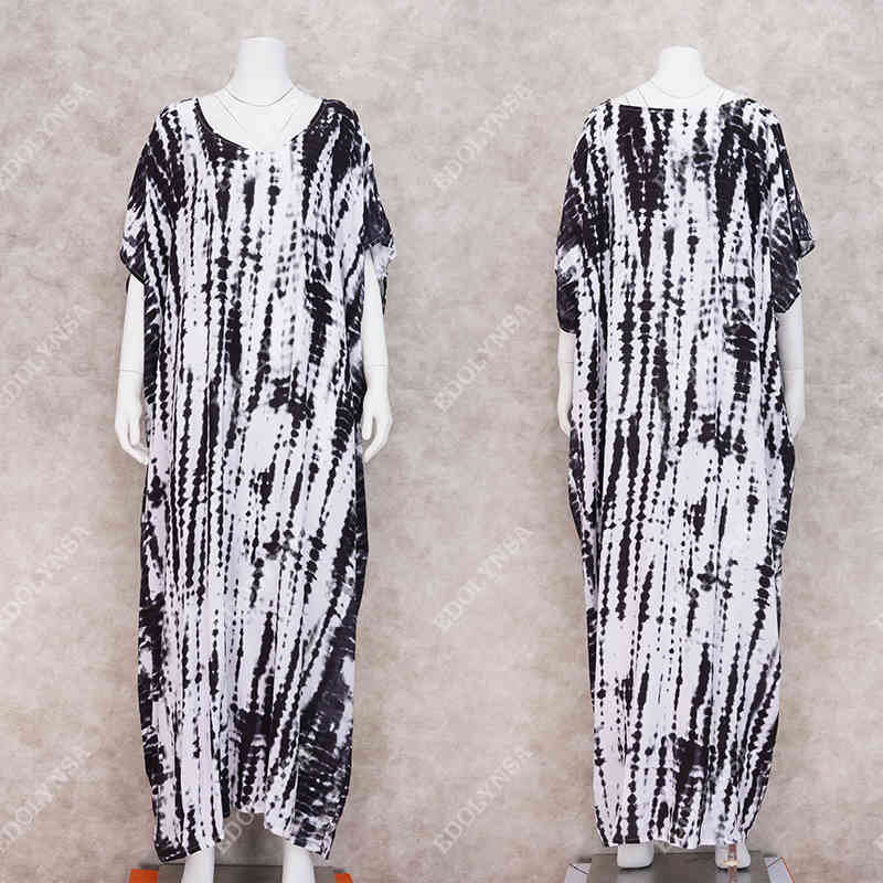 Bohemian Printed Summer Women Beachwear Kaftan Cover-ups Beach Dress Cotton Tunic Swim Wear Cover Up Robe de plage #Q969 210420