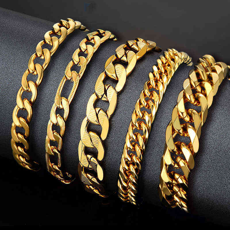 Hip Hop Men's Cuban Chain Link Bracelets Male Gold Color Stainless Steel Braslet for Man Woman Hiphop Jewelry Dropshipping Sl247
Hip Hop Men's Cuban Chain Link Bracelets Male Gold Color Stainless Steel Braslet for Man Woman Hiphop Jewelry Dropshipping Sl247