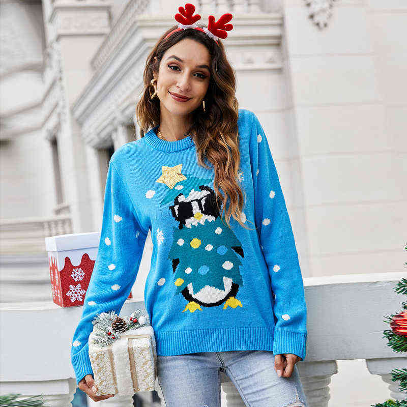 Ugly Sweaters Christmas Clothing Women's 2020 New Autumna Winter Christmas Tree Penguin Snowman Pullover Sweaters Fashion Female Y1118