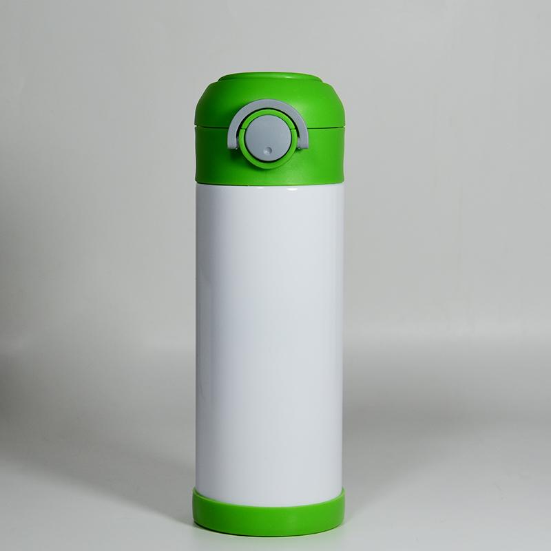 12oz Kids tumbler straight white blank sublimation Sippy Cups with flip top & silicone bottom One-click bounce cup for Children Student drinking water