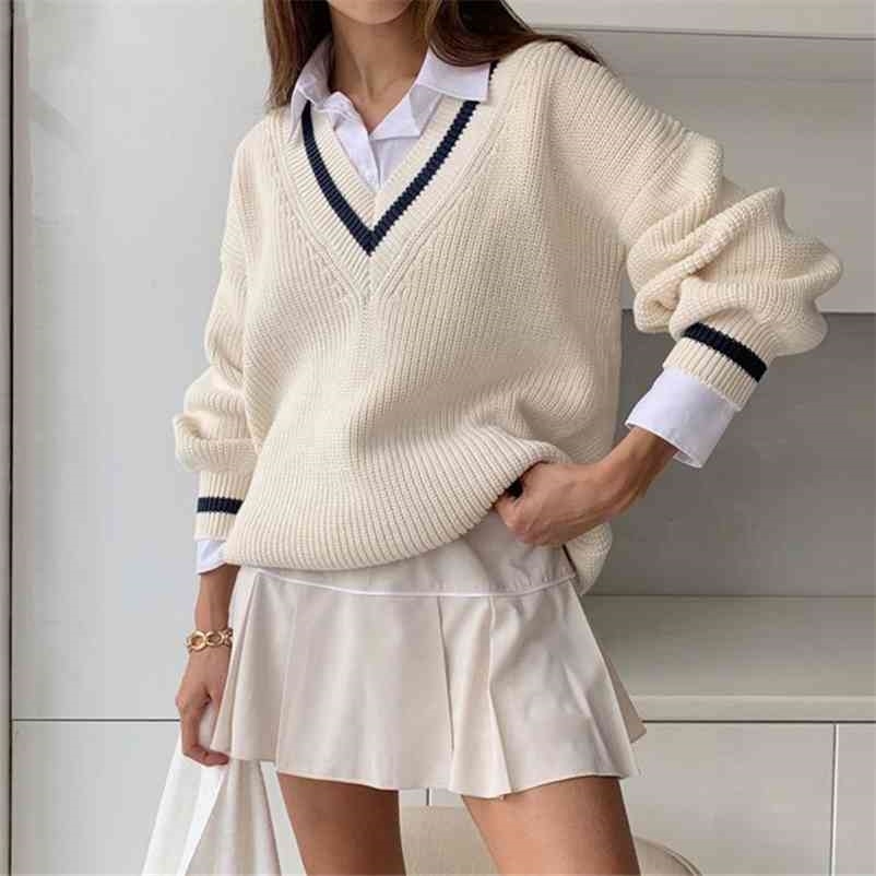 Paris Girl Solid V--Neck Oversized Sweater Women Casual Loose Knitted Jumper Ladies Preppy Style Vintage Korean Knitwear Autumn 210524, White
Paris Girl Solid V--Neck Oversized Sweater Women Casual Loose Knitted Jumper Ladies Preppy Style Vintage Korean Knitwear Autumn 210524, White