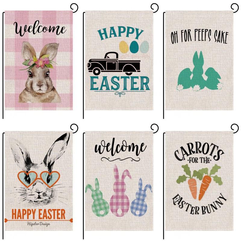Happy Easter Bunny Garden Flag Double Sized 12.5 x 18 Inch Spring Rabbit House Flag Yard Outdoor Decoration Burlap от DHgate WW