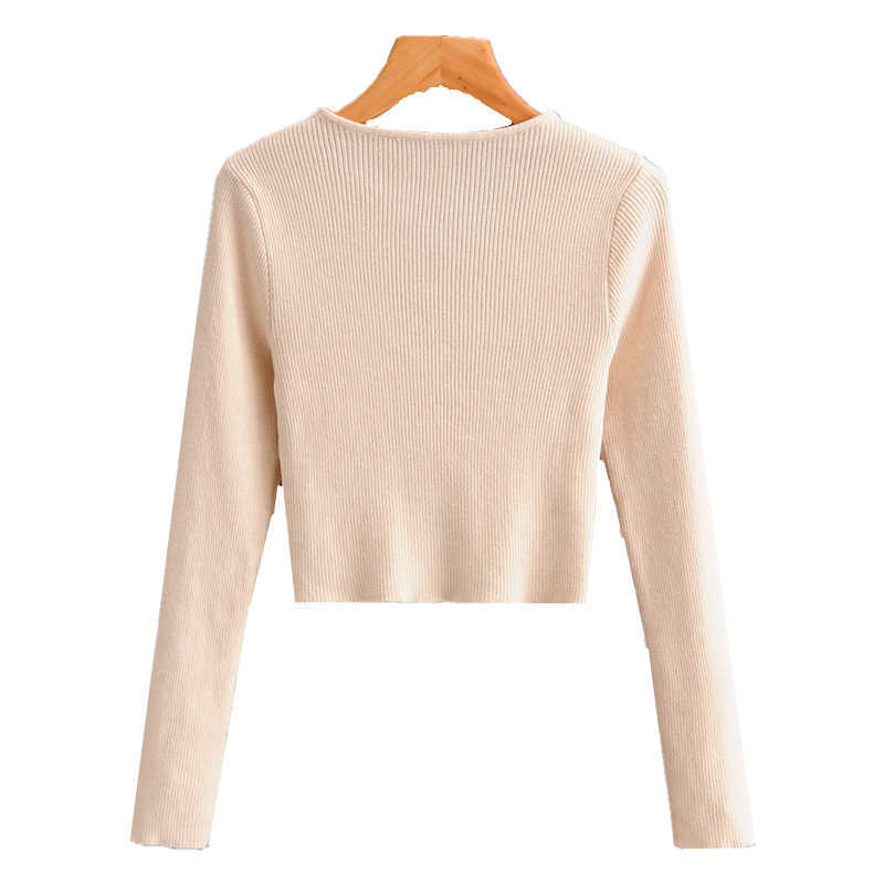 HSA Chic Drawstring Pleated Sweaters Women Autumn Ladies Knitted Long Sleeve Pullover Sexy V-neck Solid Casual Woman Jumper 210716