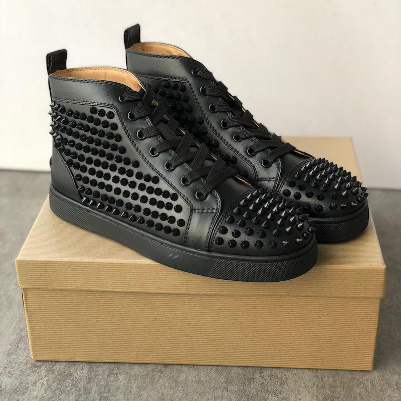 Top Quality Double Box High Cut Spikes Flats Shoes For Men Women Leather Sneakers With Dust Bag, Color 5
Top Quality Double Box High Cut Spikes Flats Shoes For Men Women Leather Sneakers With Dust Bag, Color 5