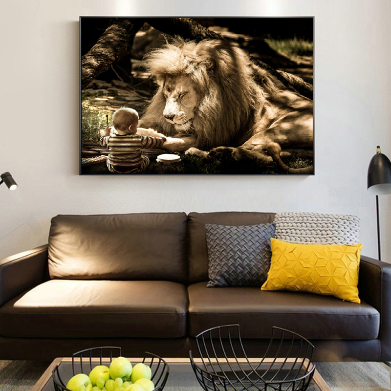 Deer And Girl Picture Wall Art Canvas Painting Abstract Animal Poster HD Print For Living Room Bedroom Decoration Cuadros