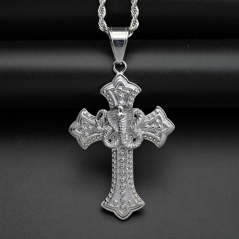 Fashion Cobra Cross Pendants Necklaces Hiphop Stainless Steel Pendent with Chain Necklace Jewelry Gifts for Men, Silver
Fashion Cobra Cross Pendants Necklaces Hiphop Stainless Steel Pendent with Chain Necklace Jewelry Gifts for Men, Silver