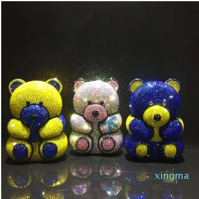 2021DesignerPanda Handbag Purse Women Diamond Clutch Animal bear Shaped Bling Evening Bag