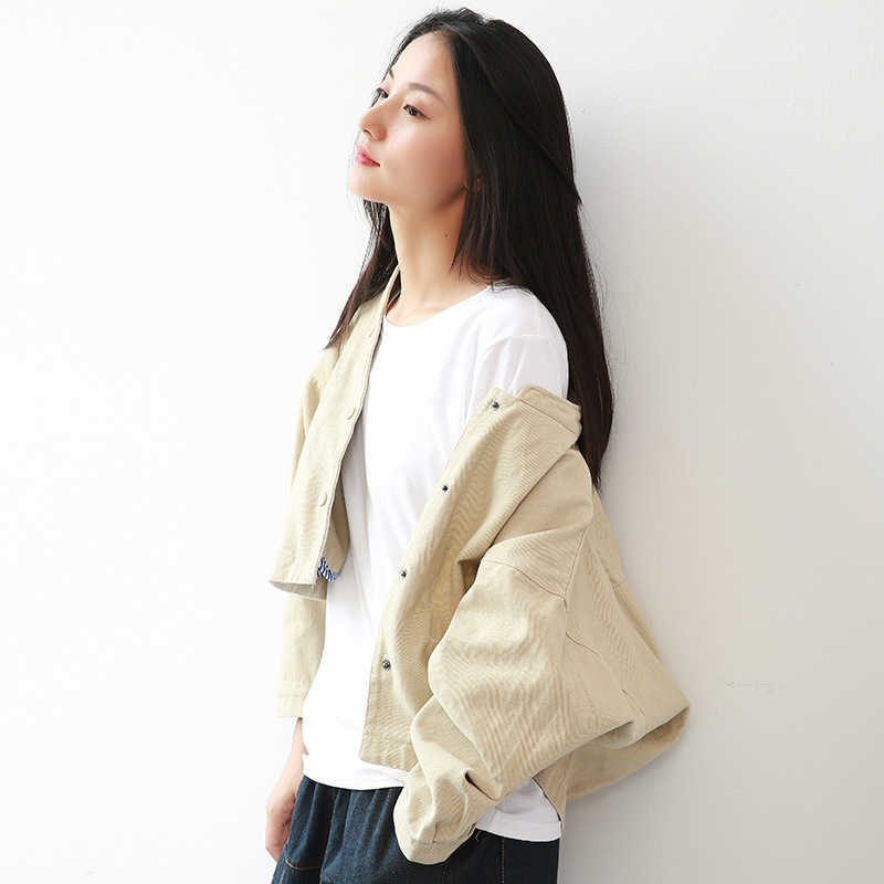 Safari Style Simple Crop Jackets for Women Elegant All-match Silm Coats Temperament Office Lady Female Tops Spring 210525