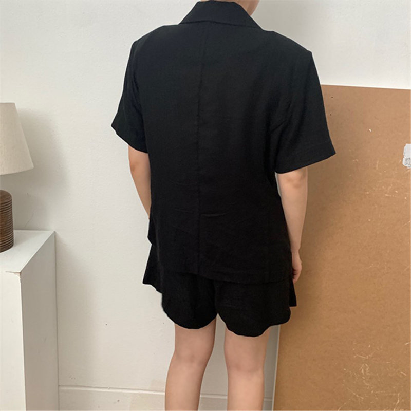 Chic Stylish Summer Femme Solid Loose Blazers+ Streetwear Casual Thin All Match Wide Leg Shorts Suits 2 Piece Sets 210421