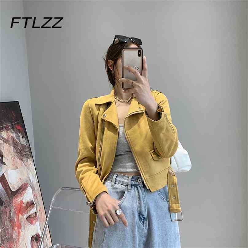 Women Suede Leather Jacket Fashion Spring Auutmn Slim with Blet Biker Motorcycle Coat Ladies Black Short Outwear 210525, Yellow
Women Suede Leather Jacket Fashion Spring Auutmn Slim with Blet Biker Motorcycle Coat Ladies Black Short Outwear 210525, Yellow