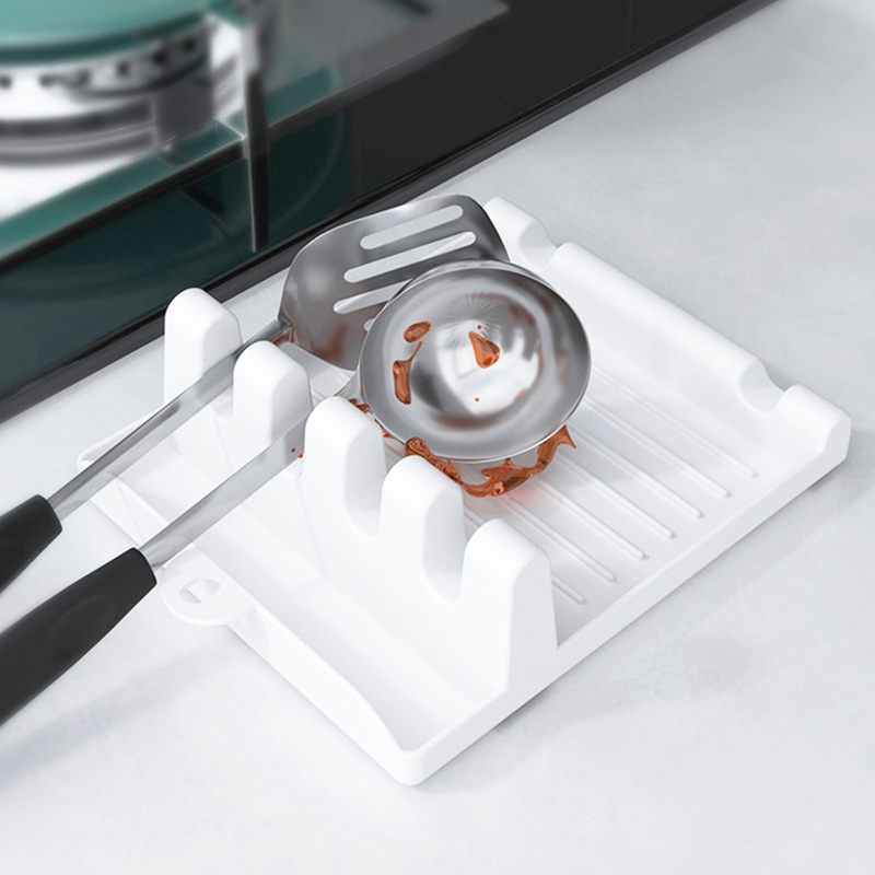 Kitchen Spatula Rack Spoon Holders Fork Shelf Organizer Plastic Spoon Rest Chopsticks Holder Non-slip Spoons Pad Kitchen Tool