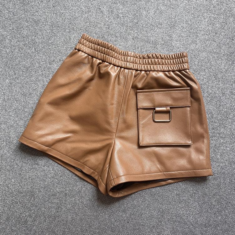 Factory Arrival 2021 Real Sheepskin Leather Shorts,women Casual Genuine Shorts Women's