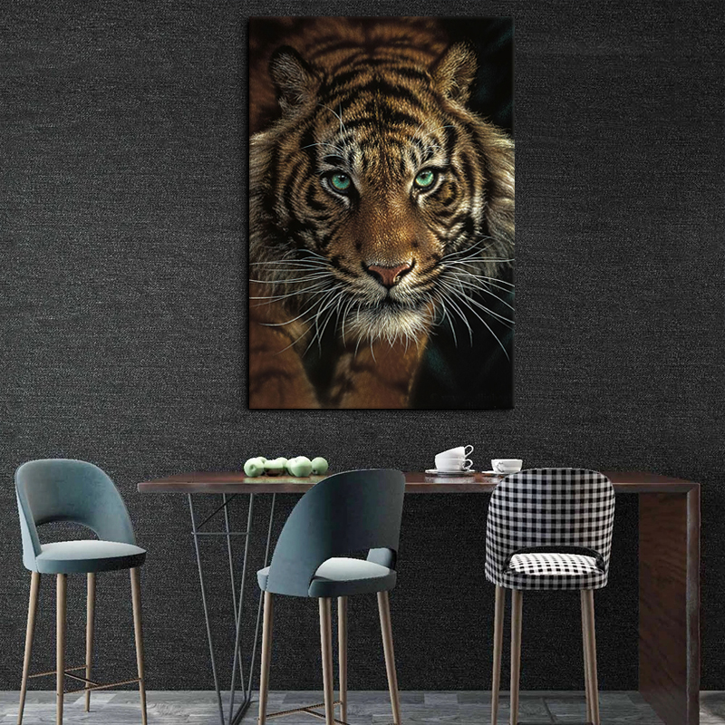 Ferocious Tiger and Lions Canvas Painting Wild Animals Poster Print Modern Living Room Wall Art Decorative Pictures Lion Cuadro