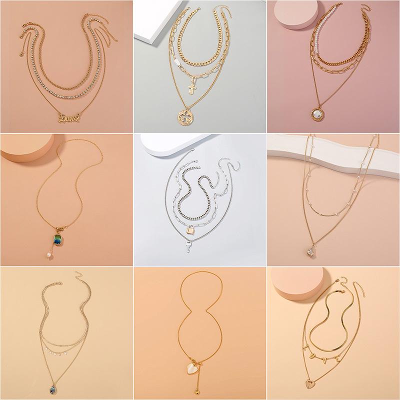 Pendant Necklaces Lattice Chain Multi- Cross Necklace DIY Multi-layer Stacked Creative Design Trendy, Silver
Pendant Necklaces Lattice Chain Multi- Cross Necklace DIY Multi-layer Stacked Creative Design Trendy, Silver