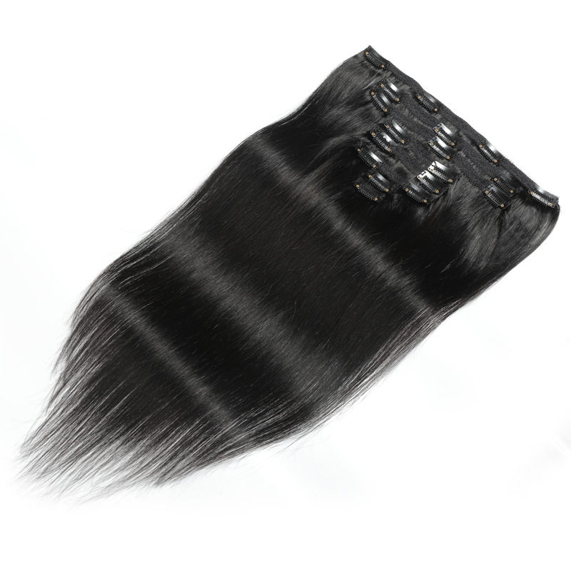 Brazilian 100% Human Hair Clip In Hair Extensions Silky Straight Indian Raw Virgin Hair 8 Pieces/set