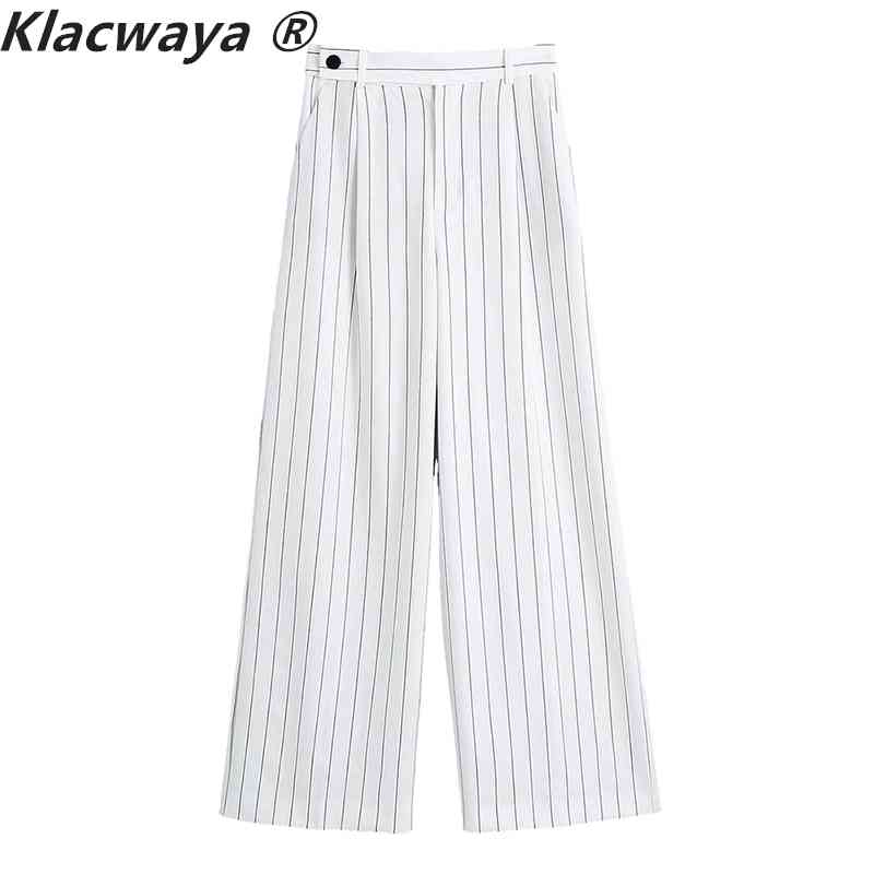 ZA Women Summer Striped Casual Loose Suit Pants Wide-Leg Trousers Ladies Elegant White Long Pant 210521
ZA Women Summer Striped Casual Loose Suit Pants Wide-Leg Trousers Ladies Elegant White Long Pant 210521