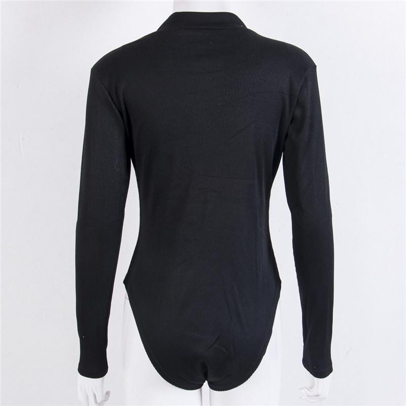 Fashion Sexy Women Skinny Knitted Long Sleeve O Neck Stretch Bodysuit Lady Leotard Body Tops Women's Jumpsuits & Rompers