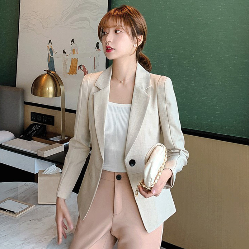 Women Blazer Formal s Lady Office Work Suit Pockets Jackets Coat Slim Black Femme 210524
