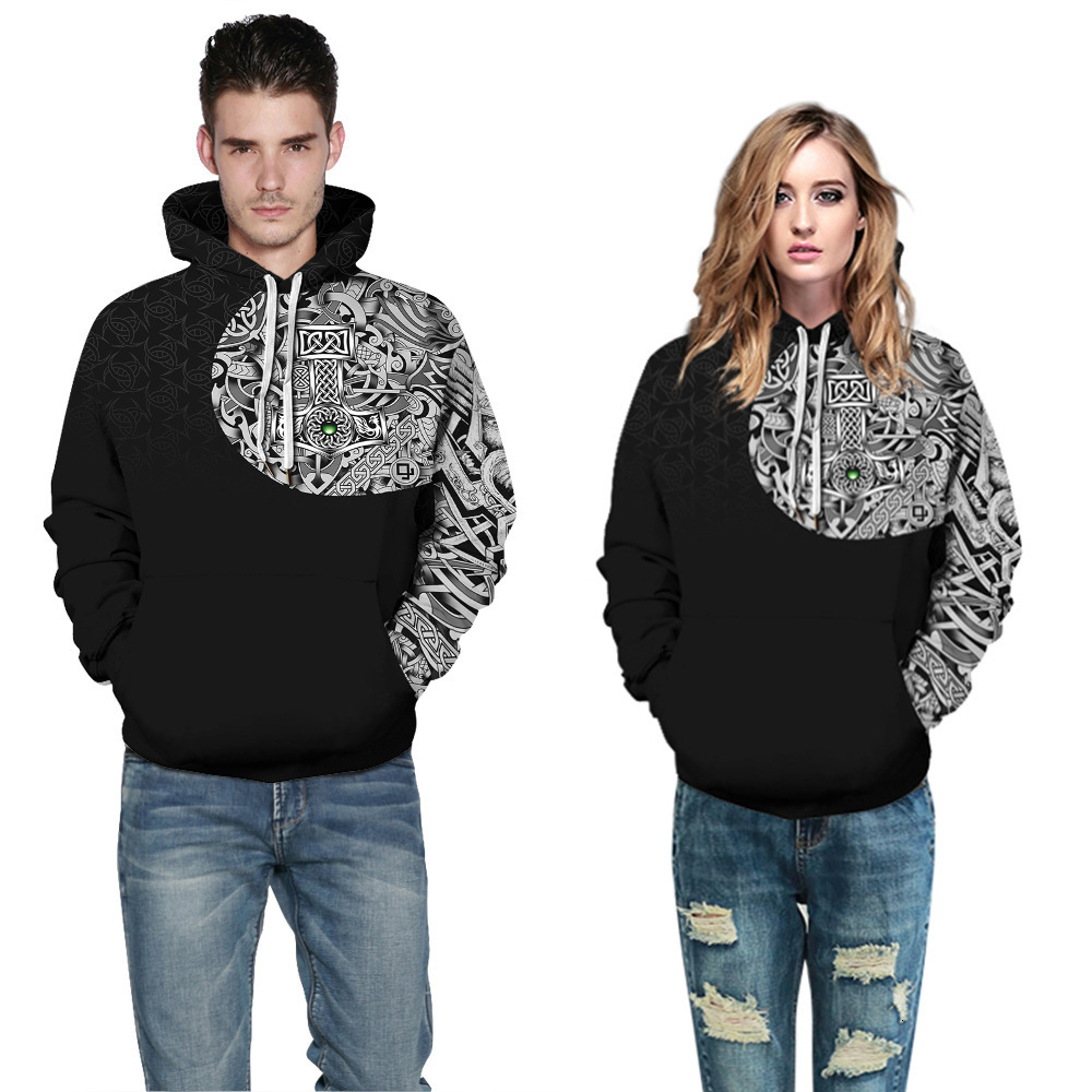 Hoodie Fleeces Sweater Hoody2021 black camouflage 3D digital printing casual coat loose fitting hooded sweater for lovers, Vikings - 8
Hoodie Fleeces Sweater Hoody2021 black camouflage 3D digital printing casual coat loose fitting hooded sweater for lovers, Vikings - 8