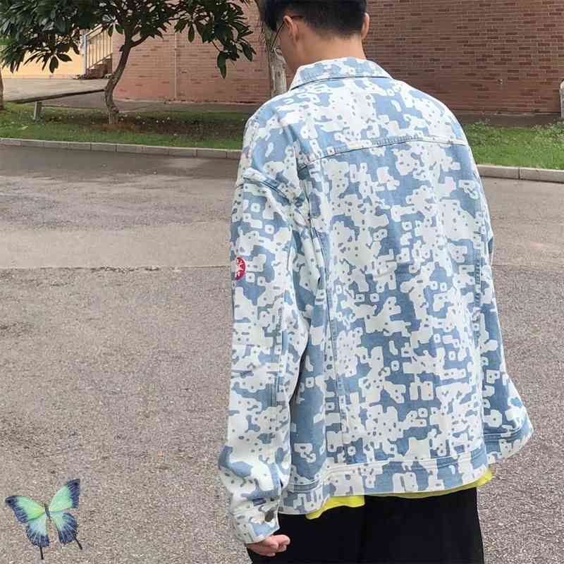 Autumn Winter Cav Empt Noise-print Denim Jacket Men Women High Quality Zipper CAVEMPT Street Washed Coat 210420