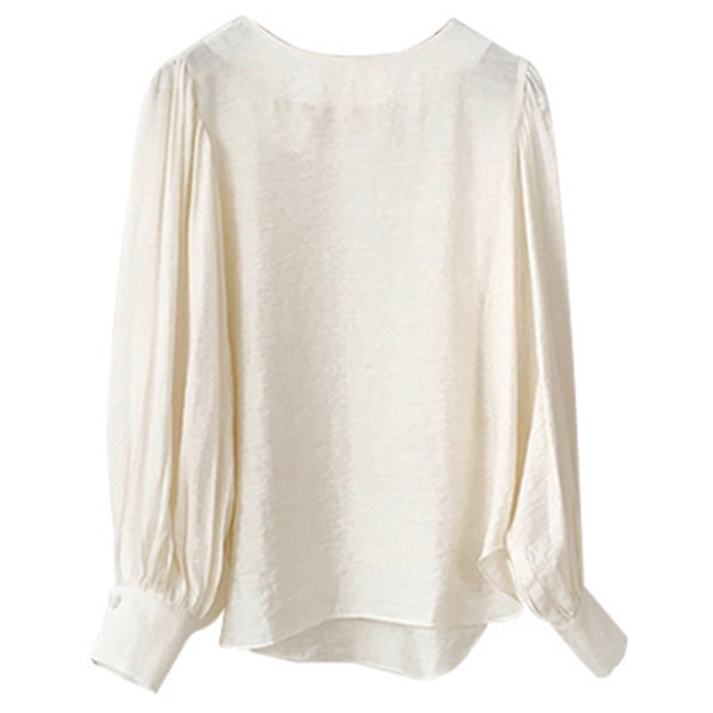 Nomikuma Causal Solid O-neck Women Pullover Blouse Korean Puff Long Sleeve Shirt Spring New Elegant Blusas Mujer 6E053 210427