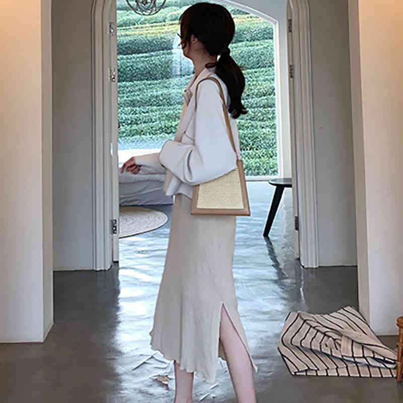 Solid Elegant Blend Coat Women Autumn Spring Turn Down Collar Batwing Long Sleeve Fashion Jacket Pockets Woolen Casual Outwear 210515