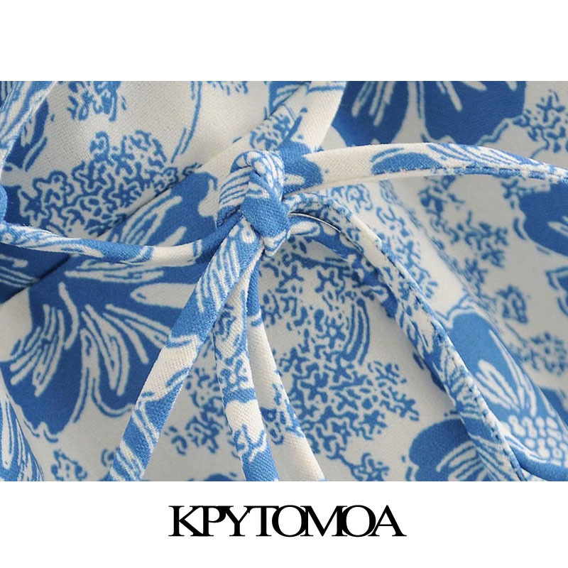 Women Chic Fashion Floral Print Mini Dress Short Sleeve Drawstring Tied Female Dresses Vestidos Mujer 210420