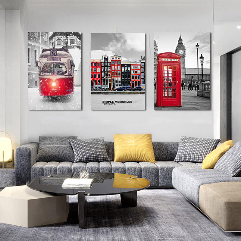 British Style Modern Canvas Art Wall Pictures City Buildings Bus Telephone Booth For Living Room Home Decor Posters No Frame