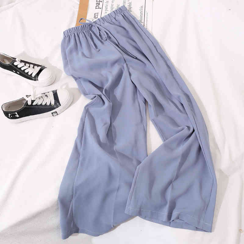 Summer Chiffon 2 Pieces Set Women Off Shoulder Plaid Crop Tops Blouse + Wide Leg Pants Casual Suit Korean Outfit 210519