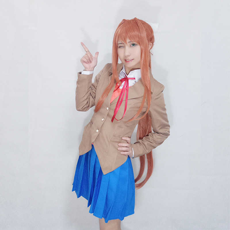 Game Doki Literature Club Cosplay Sayori Natsuki Yuri Monika Costume School Uniform Wig Skirt Women Anime Y0913